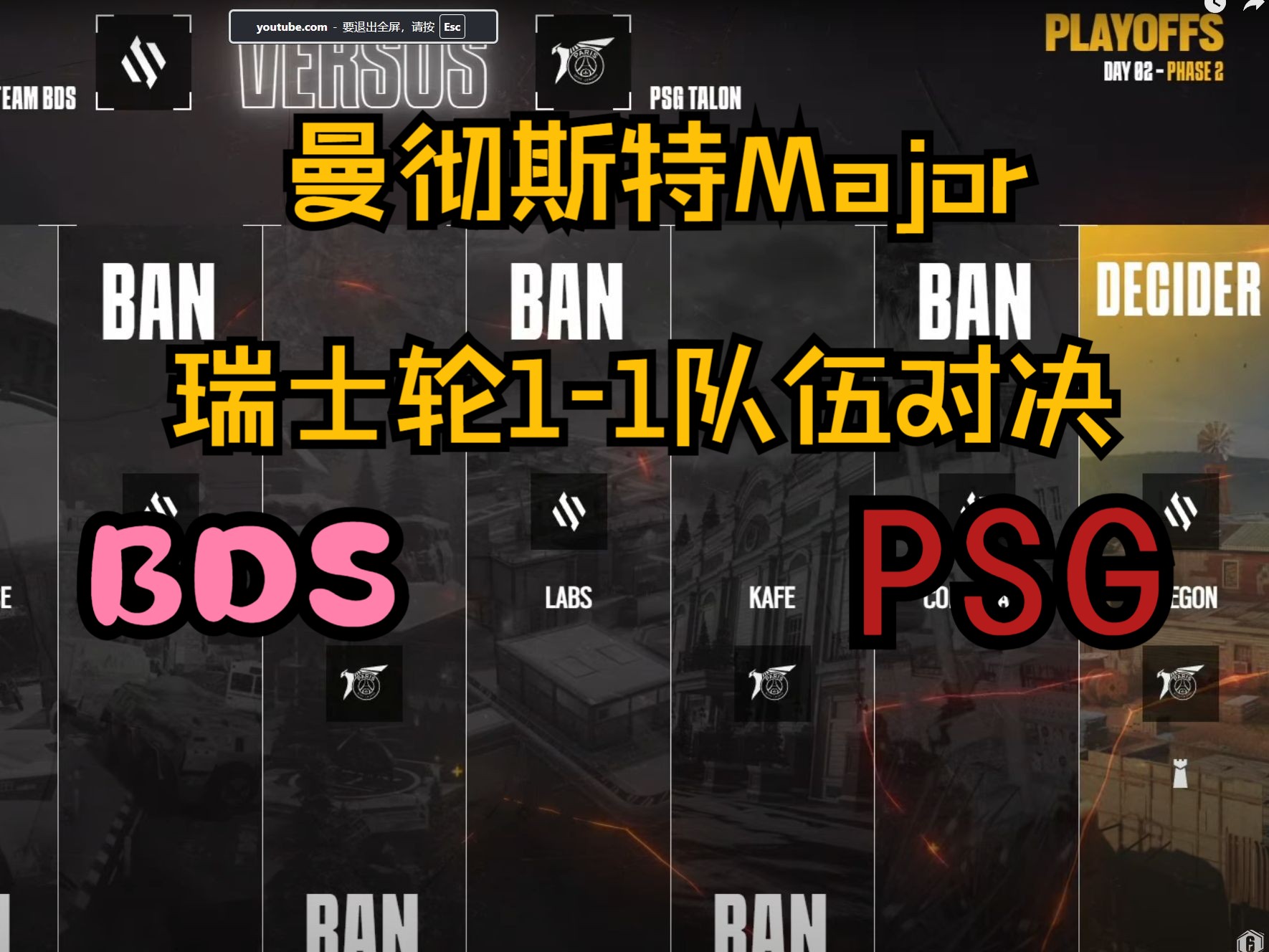 【R6S解说】2024曼切斯特Major《谝含传流派》Fabian说他们赢了他去曼彻斯特街上遛鸟 1-1的队伍BO1大战 瑞士轮第一天 BO1