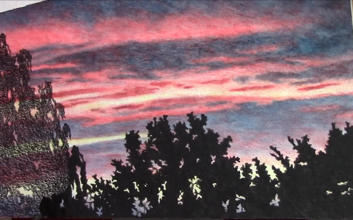 马克一下~ 用手机看离线看更方便 【水彩风景】三支笔画一幅夕阳无限