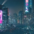 赛博朋克2077 4K壁纸  高空视角 银翼杀手广告牌 视频素材 夜之城夜景 固定视角