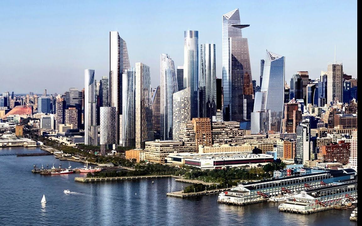 【纽约新商圈】总造价250亿美元的哈德逊城市广场综合体（Hudson Yards）空拍+散步