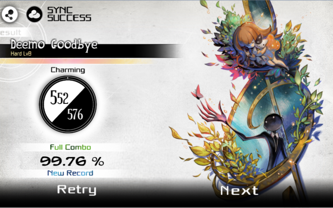 [Deemo][完结ⷤ𘋝[Deemo Goodbye][Hard][99.76% Full Combo]音游热门视频