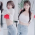 [4K]女友穿搭-牛仔裤配白T恤+红色内衣~