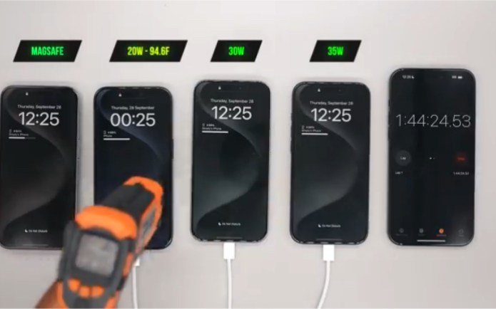 iphone15系列，20w30w原装充电器充电速度，温度测试，哪个性价比更高