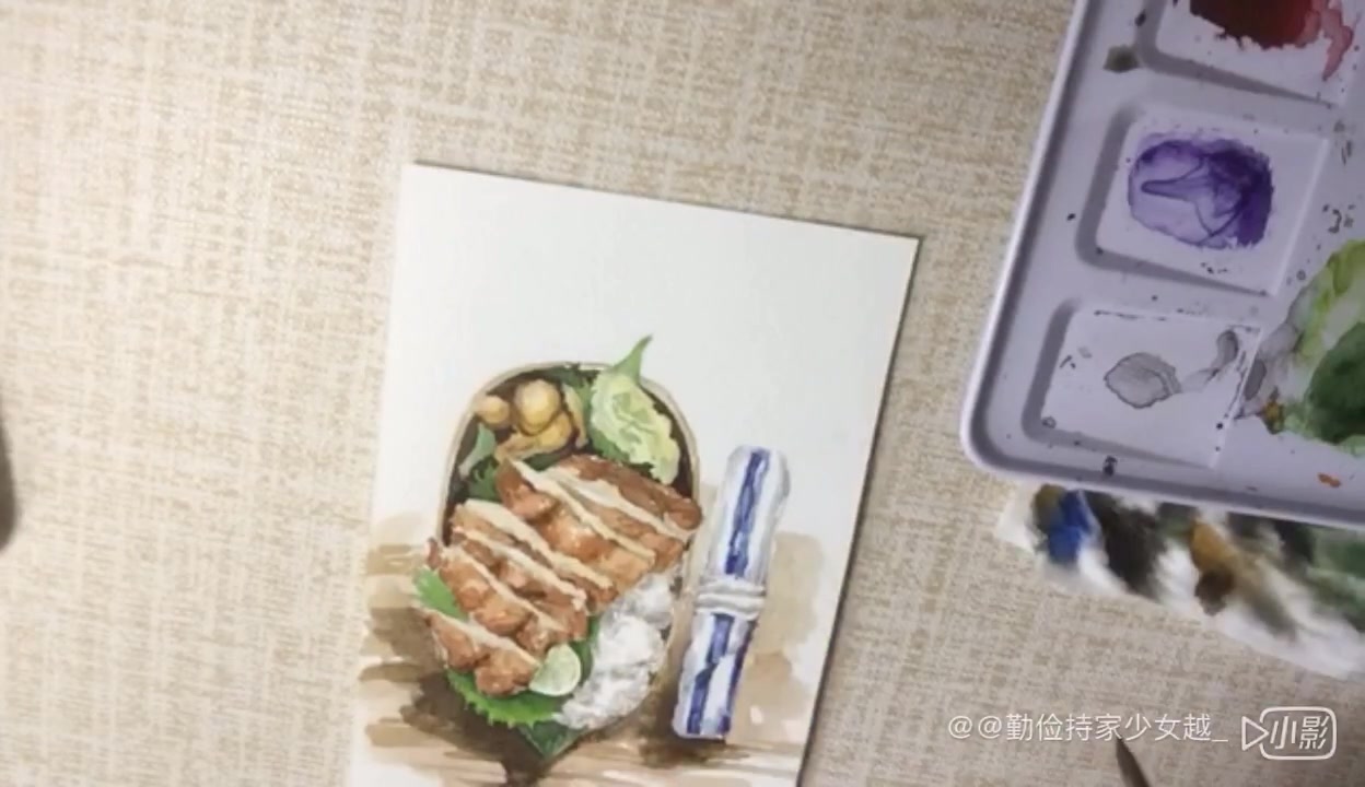 【水彩手绘】和我一起画日式便当吧!