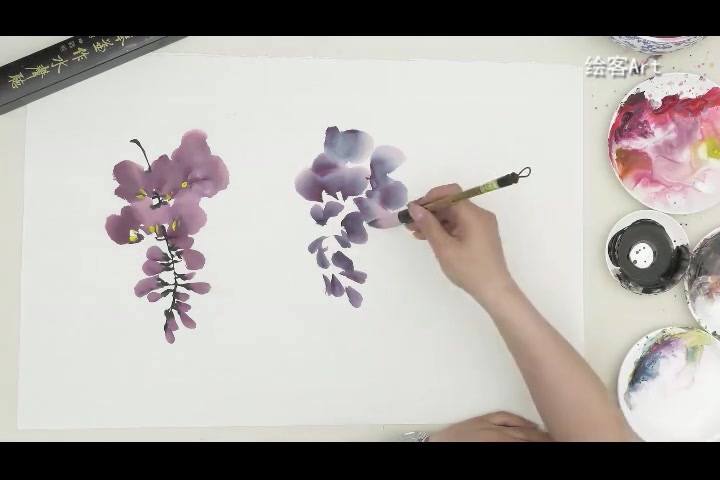【原倍速教国画】紫色梦幻——含苞待放的紫藤花画法