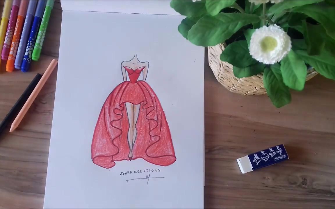 手绘艺术:如何画一件漂亮的礼服——艺库图片