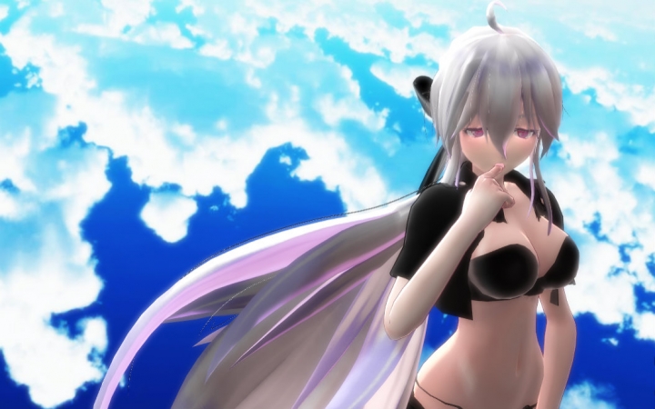 mmd新人嘿与弱音姐姐一起进入天堂