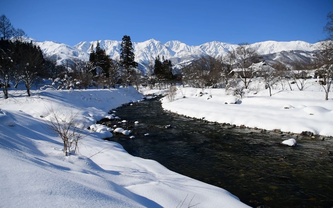 【超清日本】第一视角 美丽的冬天晴朗的白马山麓 (1080P高清版) 2022.1