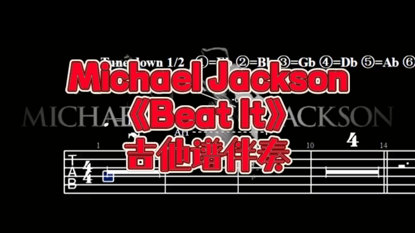 经典吉他系列 第252期 Michael Jackson《Beat It》吉他谱、无主音吉他伴奏