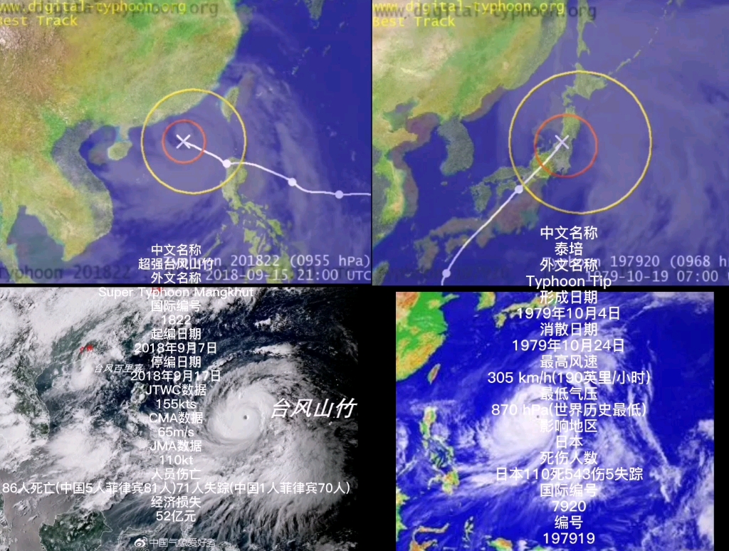 台风山竹与台风泰培的对比 哔哩哔哩 つロ干杯 Bilibili