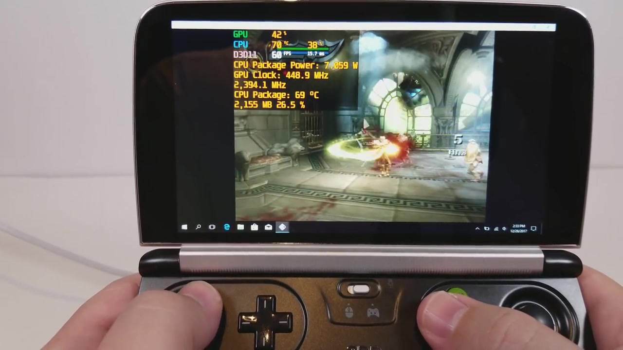 老外用gpd win 2代游戏掌机玩《战神2》,ps2模拟器