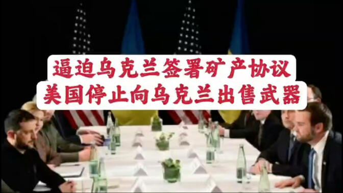 逼迫乌克兰签署矿产协议-美国停止向乌克兰出售武器。