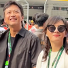 邓超孙俪携儿子等等女儿小花现身上海观看F1中国大奖赛！一家四口好温馨[太开心]14岁等等好帅！鼻子和妈妈太像了，1:1复刻