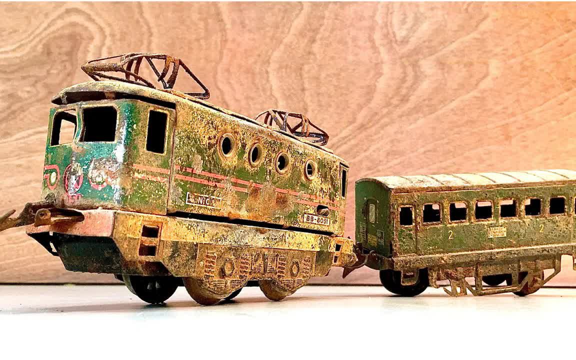 【修复】废弃的古董发条玩具火车修复！