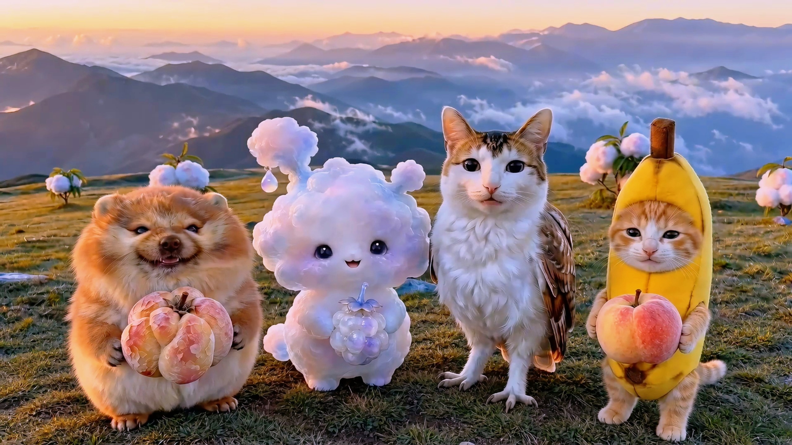带我的刀盾和香蕉猫比比拉布去爬山，遇神奇生物！