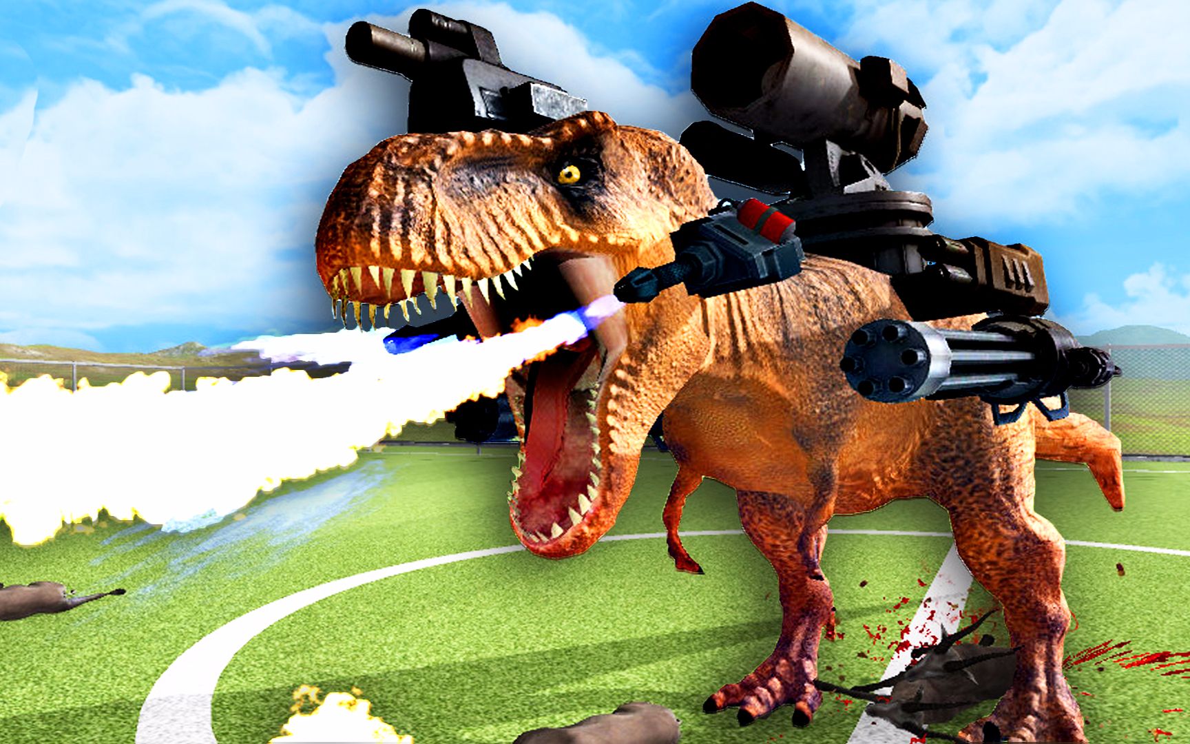 【屌德斯解说】 动物进化战争模拟器 机械武装霸王龙不仅能开炮还能喷火，真超兽武装！