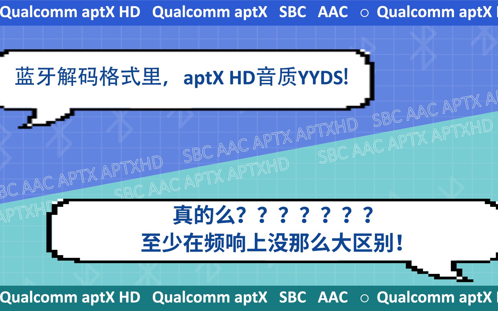 不同蓝牙解码格式频响对比-aptX, aptX HD, SBC, AAC