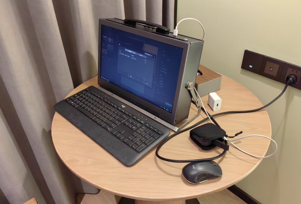 （某酒店阳台）Qoocam 3 拍摄的DIY一体机—驭匠G02的游戏画面