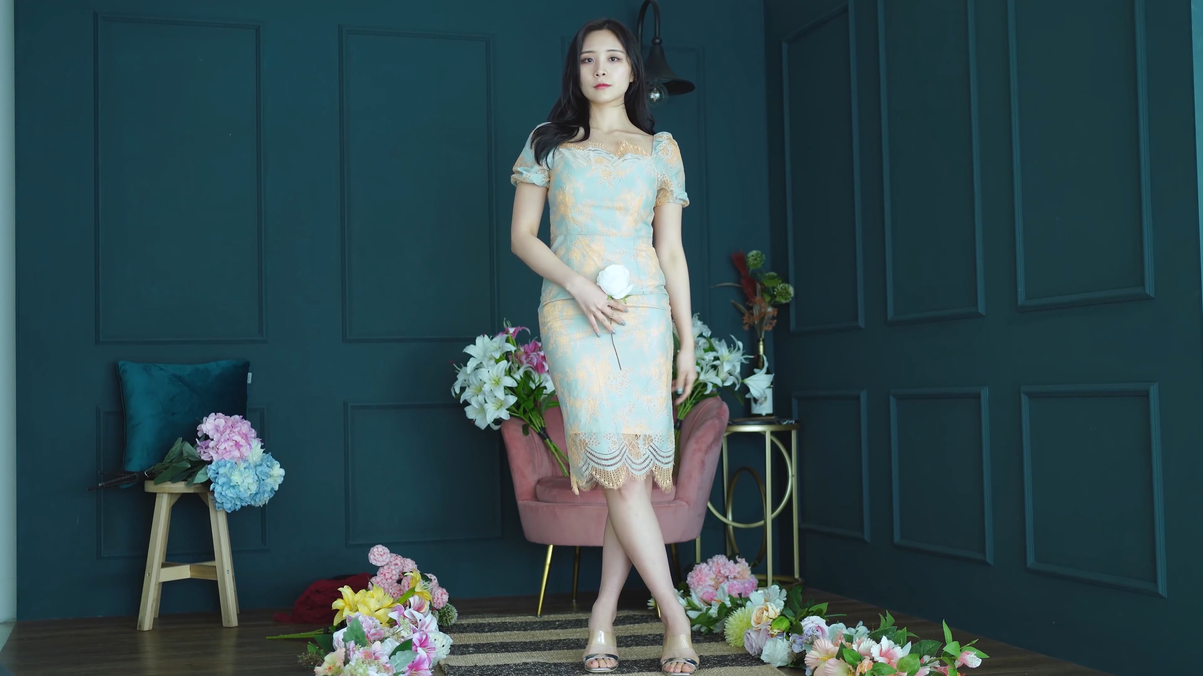 Miss GGotBBang's airy jumpsuit wrap dress outfit