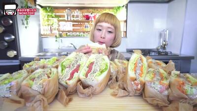 【日本大胃王3篇】俄罗斯佐藤 自制16个三明治