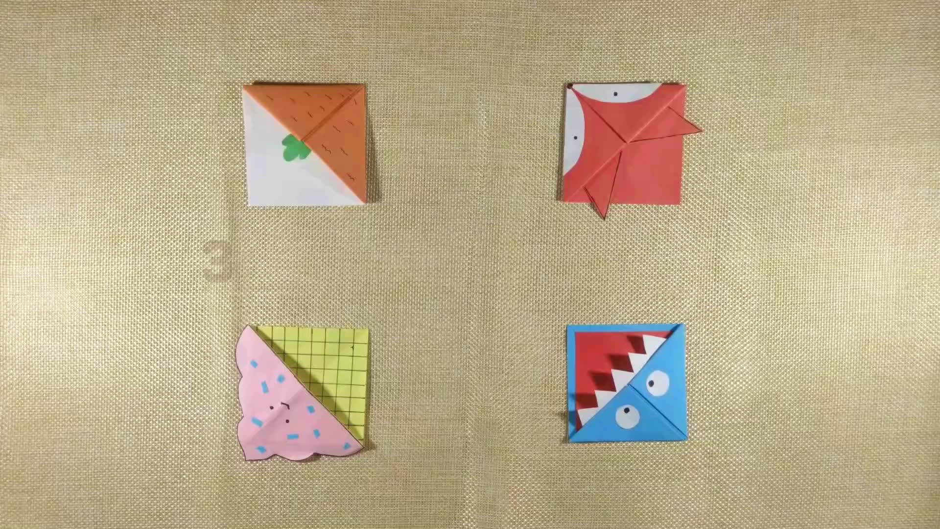 【折纸】3分钟教你做四种超萌的书签!