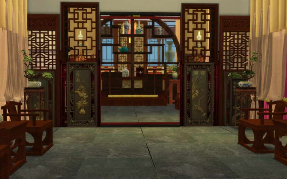 【模拟人生4】仿建新红楼梦怡红院室内,怡红快绿,古风