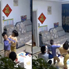 龙凤胎姐弟凶狠干架，爸爸躲闪让姐弟继续，奶奶一旁淡定“观战
