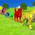 油漆动物狮子鸭猫仓鼠大猩猩狗老虎狮子大象喷泉穿越动物卡通 玩具和颜色