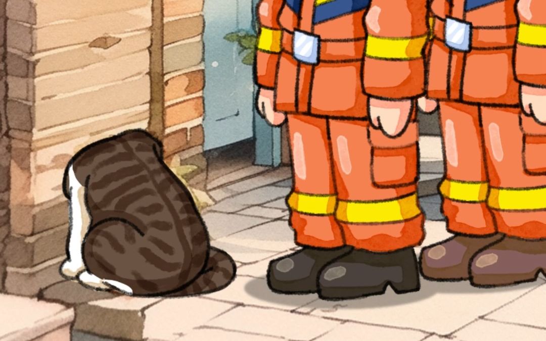 猫猫头被卡老鼠洞，消防员看了都沉默