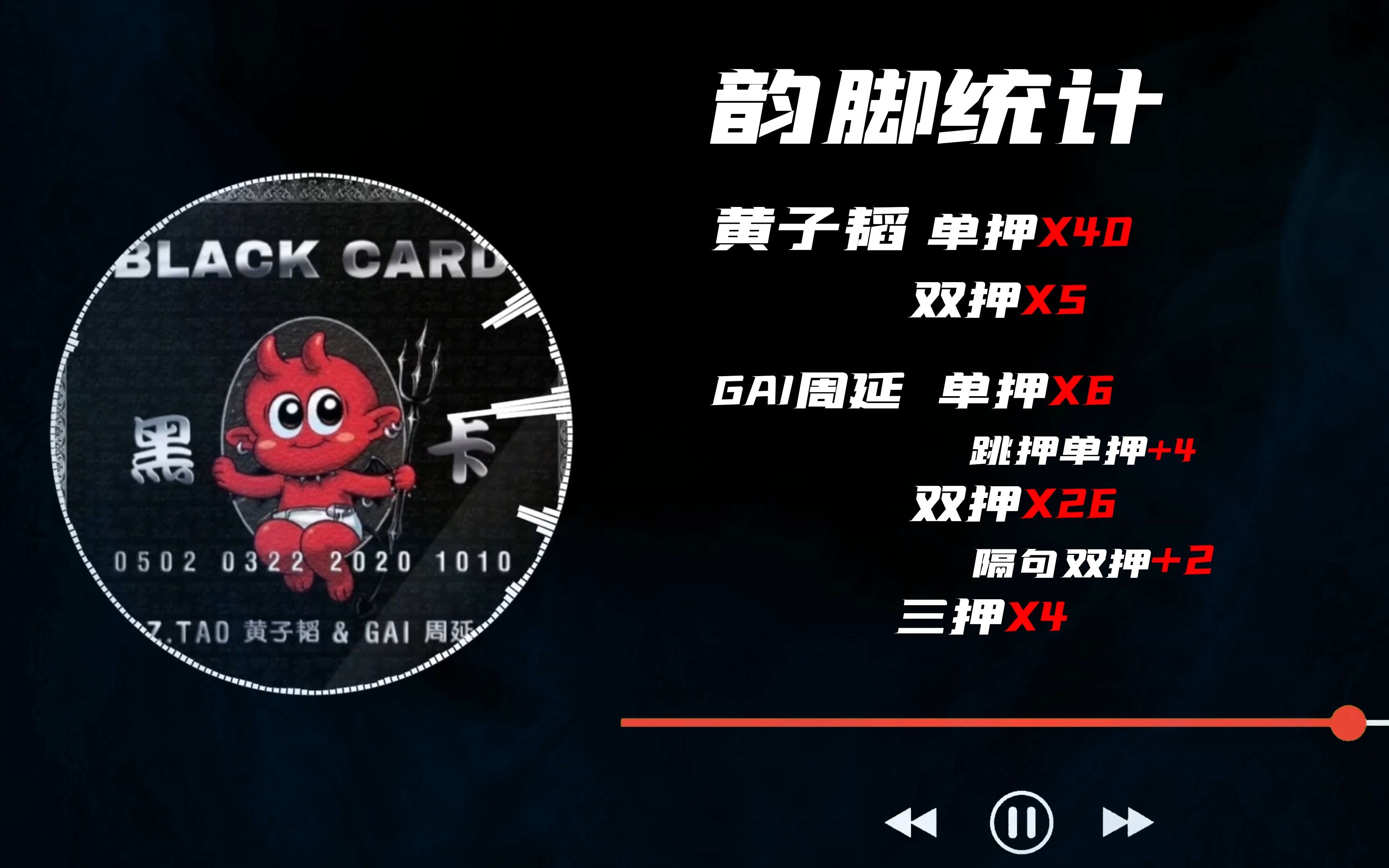 GAI与黄子韬的第二次合作曲目《黑卡》 附韵脚检查哔哩哔哩bilibili