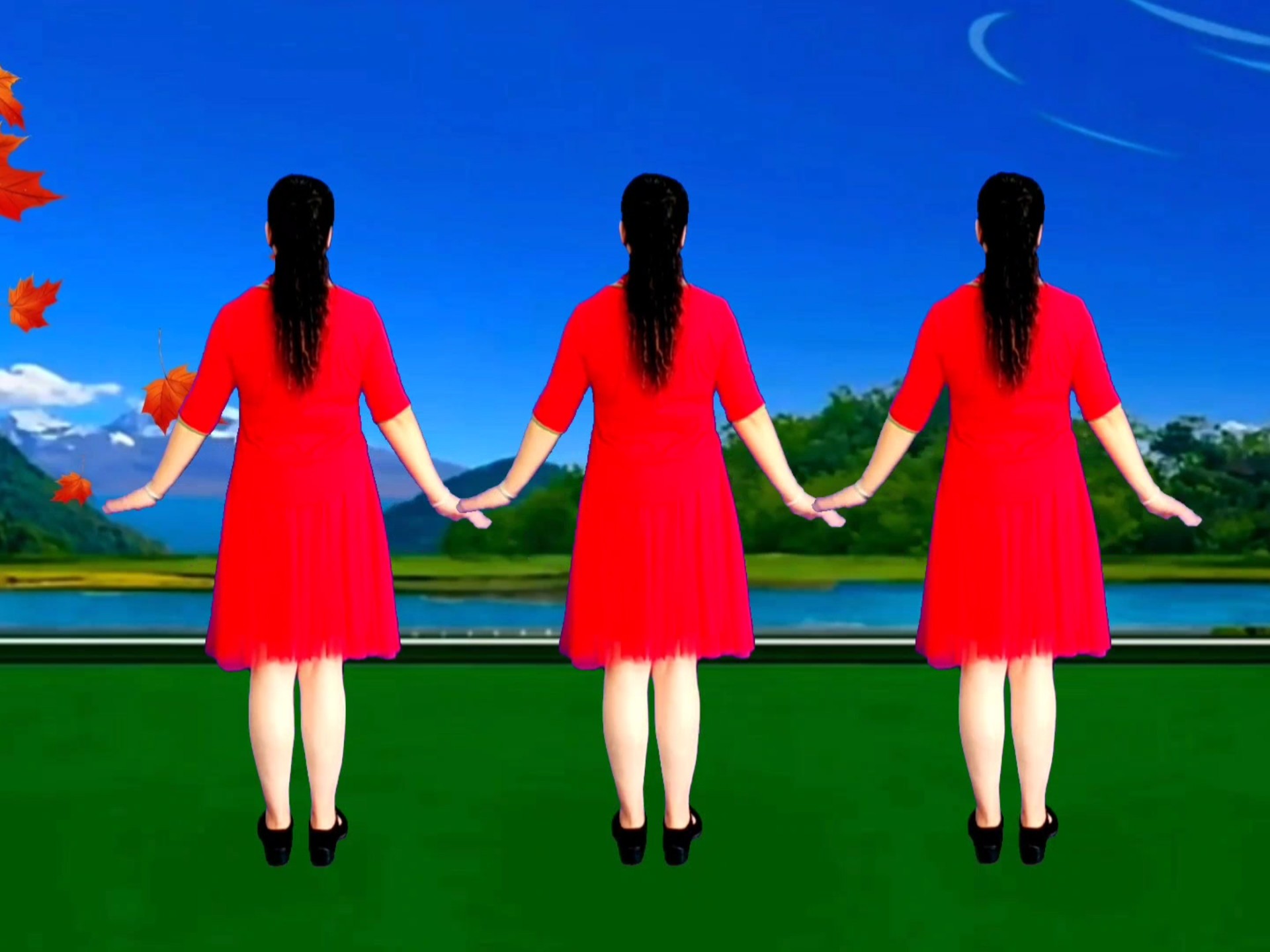 经典老歌广场舞《浏阳河》背面演示