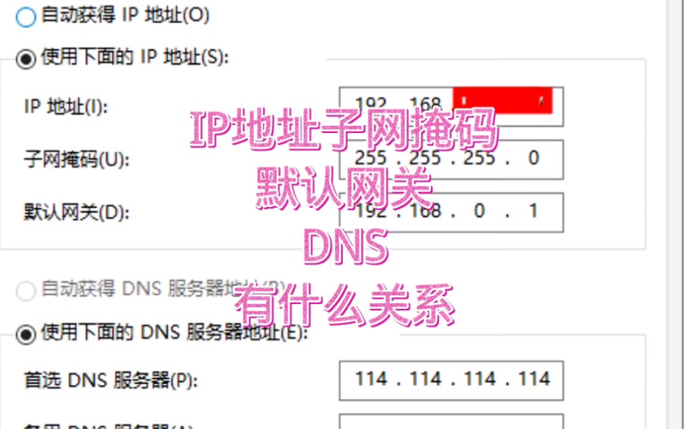 ip地址子网掩码默认网关DNS有什么关系