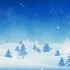 大屏素材 s369 唯美卡通动漫风格冬季雪景下雪松树圣诞节背景视频素材 动态视频 舞台背景视频
