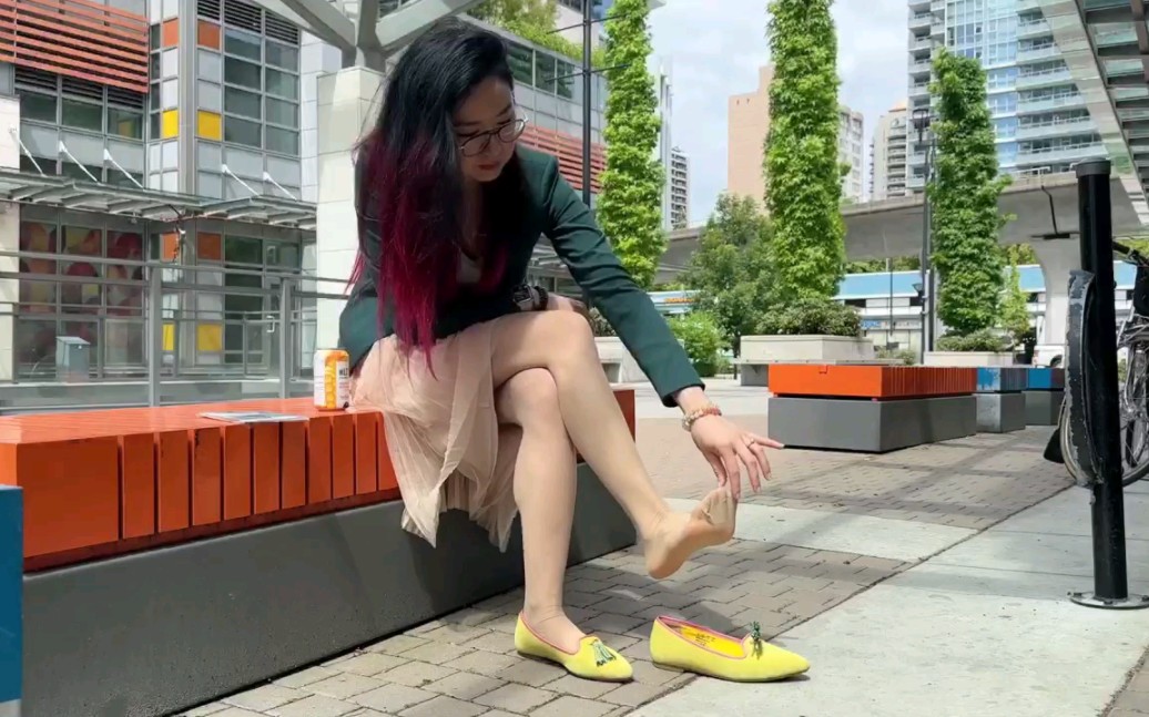 Flesh-colored stockings are equally provocative