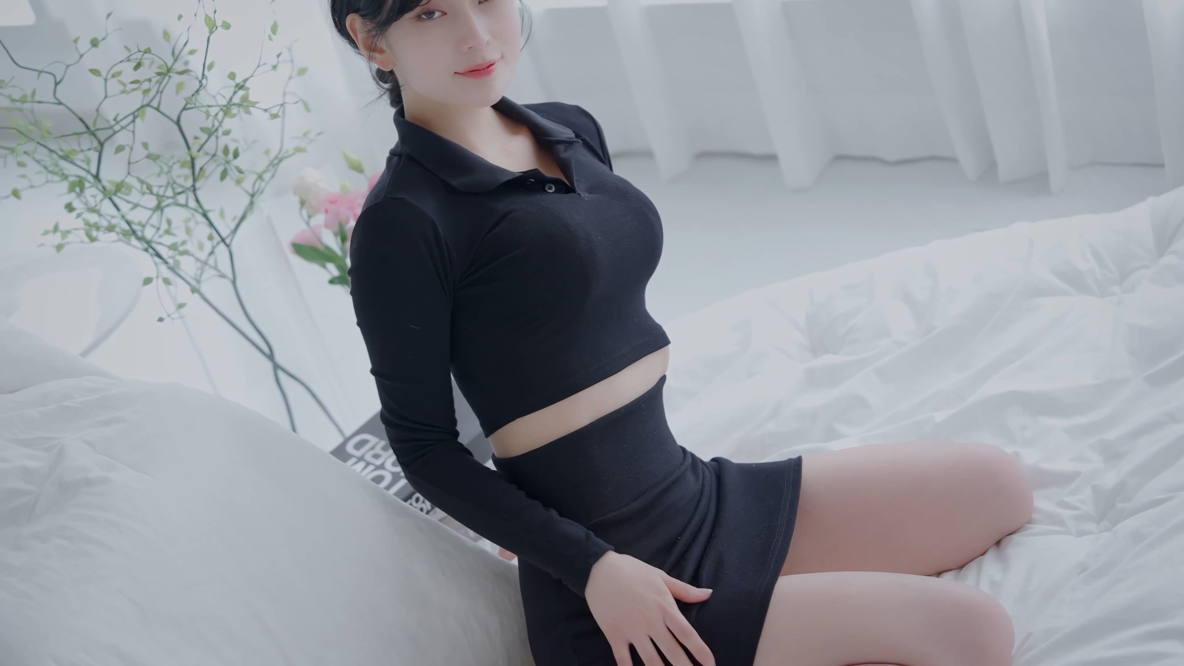 Miss HeeSol's Solid Black Wrap Dress Outfit