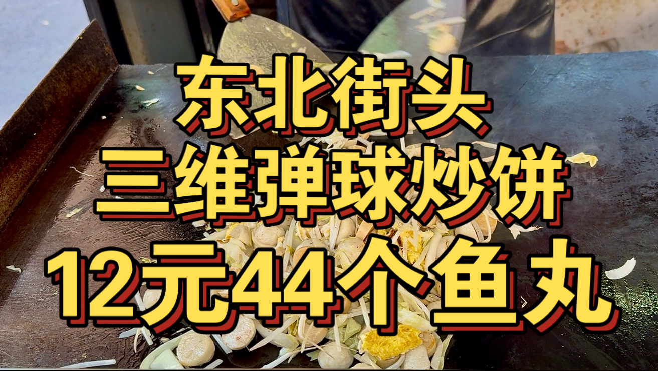 东北街头三维弹球炒饼 12元44个鱼丸！