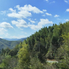 白云游荡，蓝天为伴，绿树掩映，大山巍峨