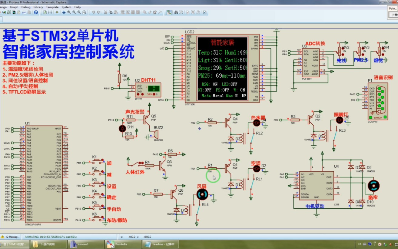 【Proteus仿真】【STM32单片机】基于STM32的智能家居控制系统