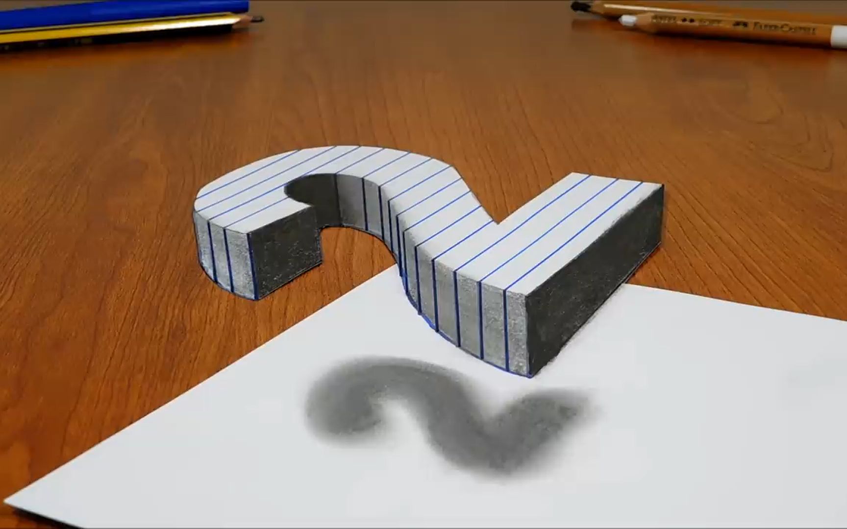 如何在纸上画出3D感，浮动数字 2