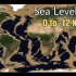 海洋深度图：海平面下降（0m至-10000m）