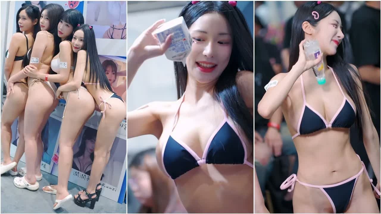 台湾成人展 在台打工大奈韩妹 内衣模特Fury元《喝水也要性感搖一波的元XD~香香合照擺拍時間~》南港展覽館 TRE展位