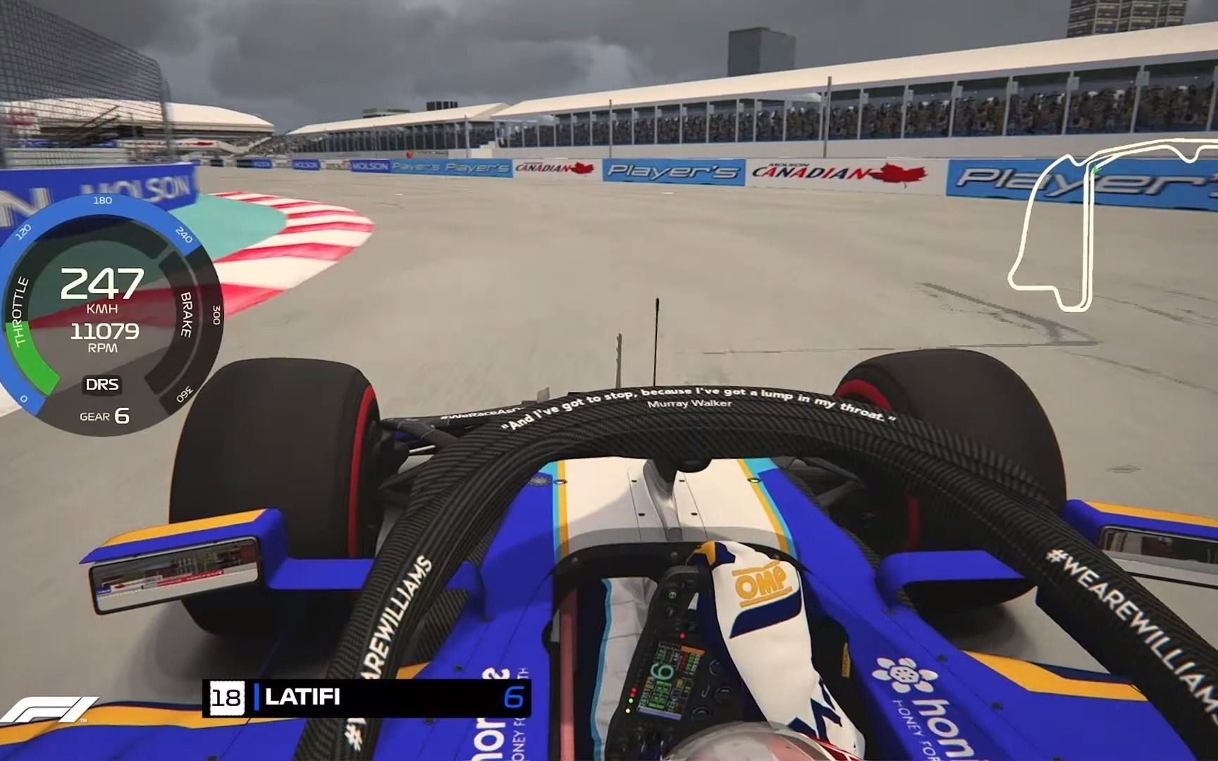 f1 2021 温哥华街道赛道 尼古拉斯·拉蒂菲 车载 游戏名:神力科莎