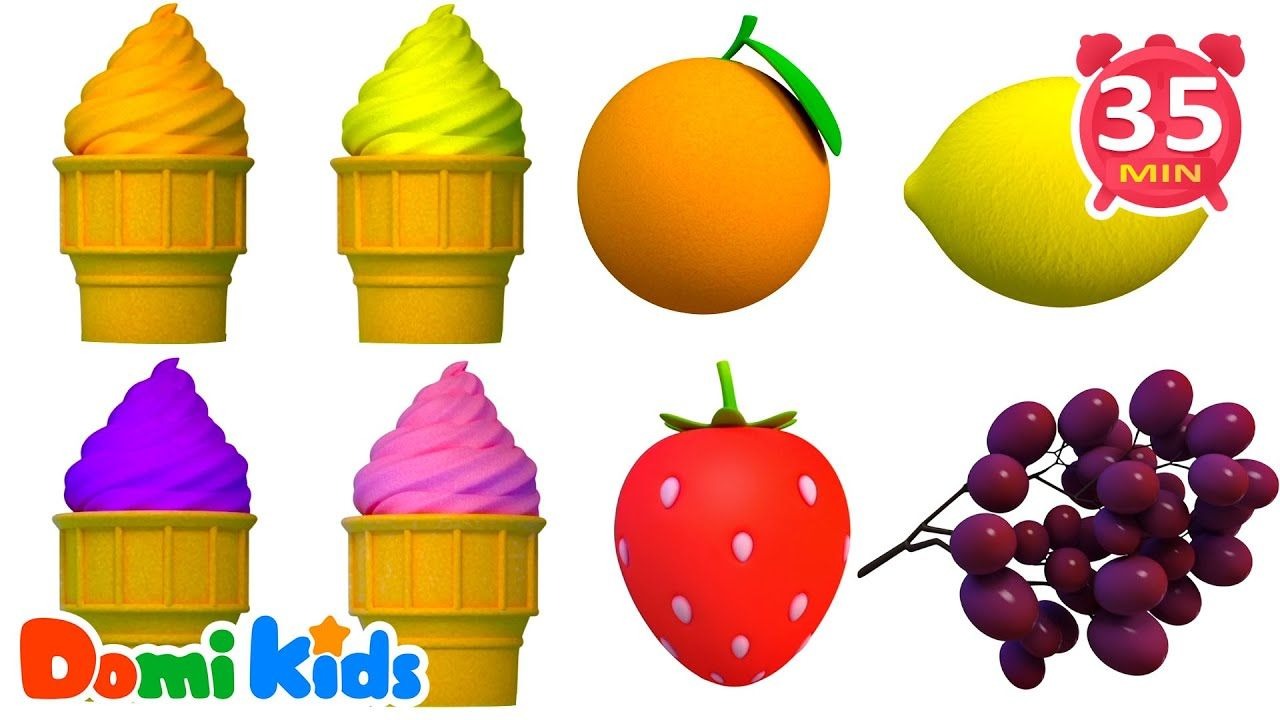 水果冰淇淋🍓🍦🍌｜味觉认知启蒙｜色彩分类游戏｜宝宝创意搭配｜快乐成长儿歌🎶｜多米益智