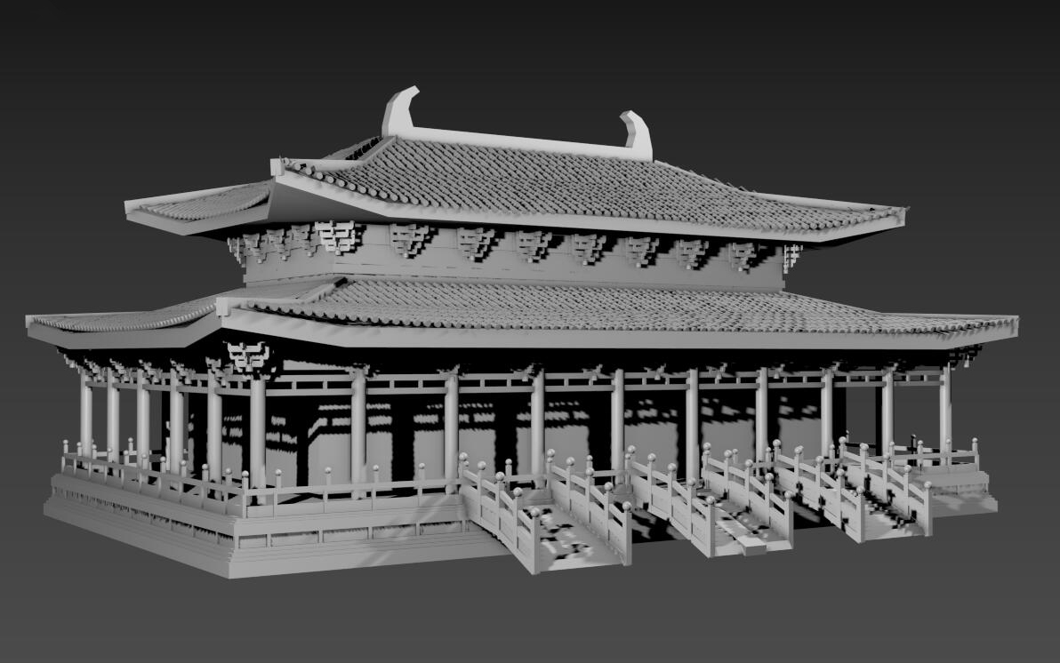 【3dmax建模】古风宫殿模型制作,场景建模案例讲解