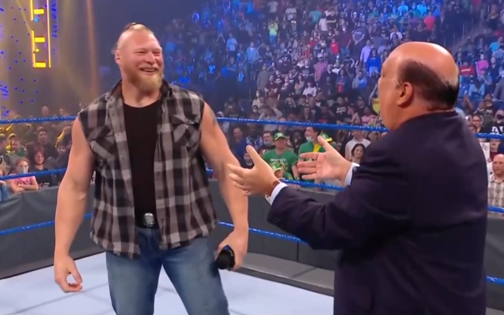 【WWE SD 1151期】布洛克莱斯纳与保罗海曼重现经典场面！_哔哩哔哩_bilibili