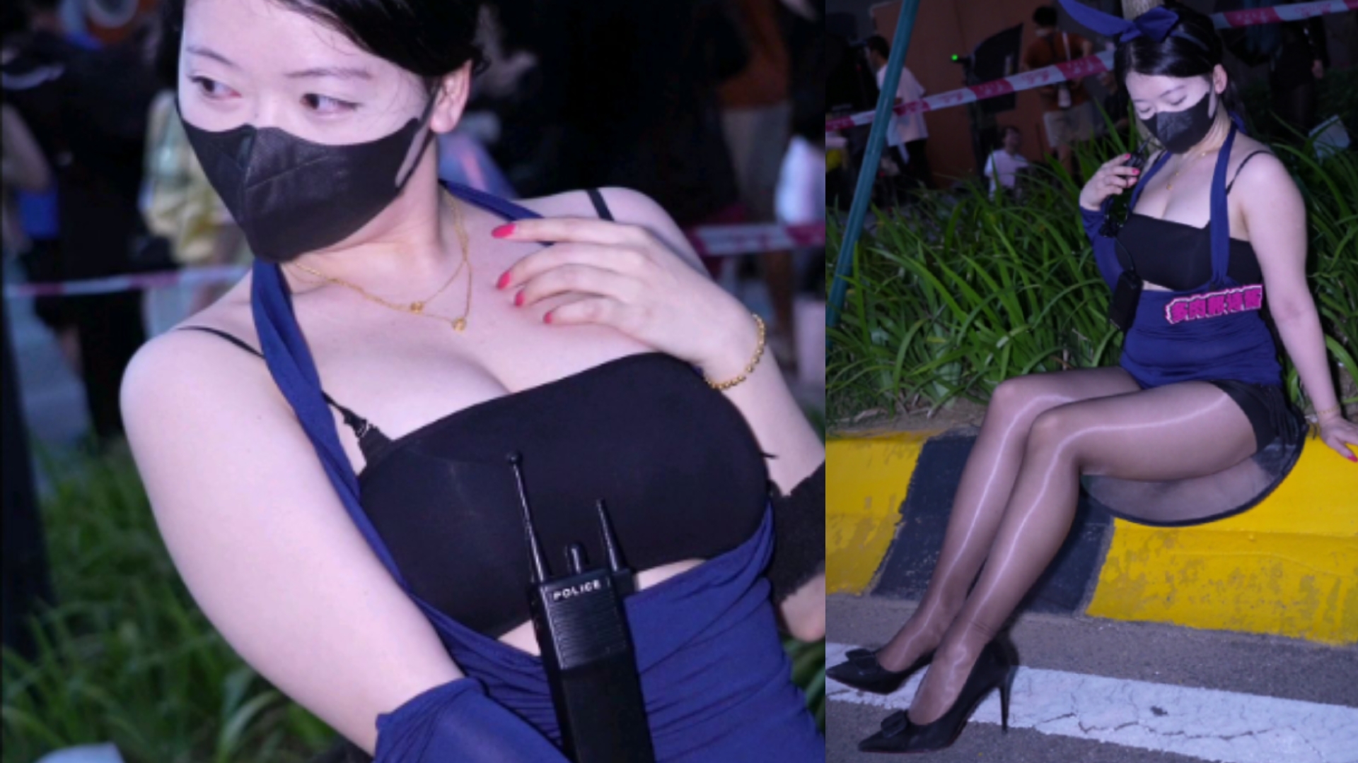 [Blue hip dress cos Comic-Con night shoot] - looking too good this leg.