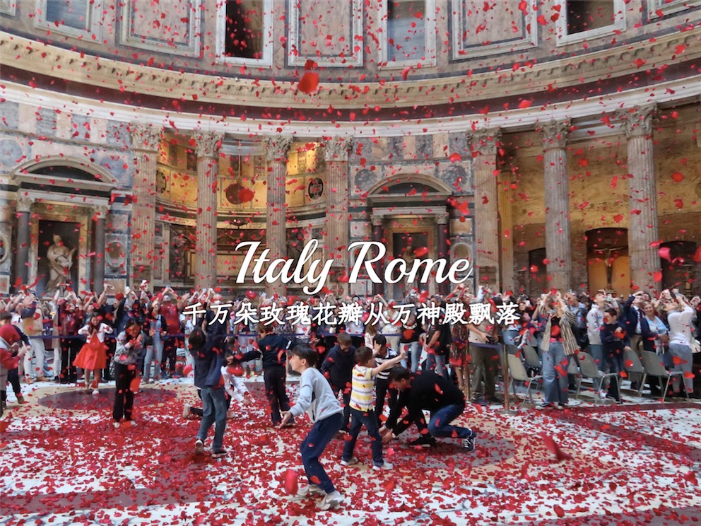意大利｜在罗马万神殿下一场玫瑰花雨