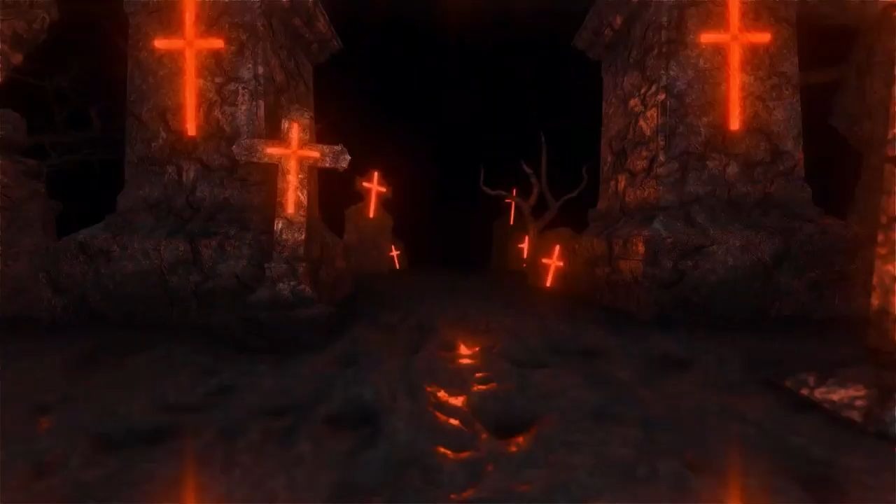 k3938 暗黑怪物恶魔鬼骷髅惊恐怖万圣节墓地十字架鬼屋酒吧夜店投影大屏幕led背景vj视频素材