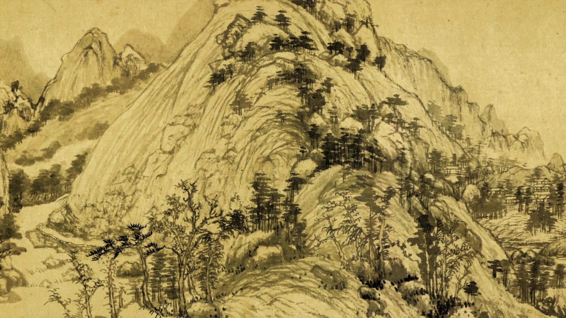 中国十大传世名画之《富春山居图》合璧版，黄公望作，高清大图