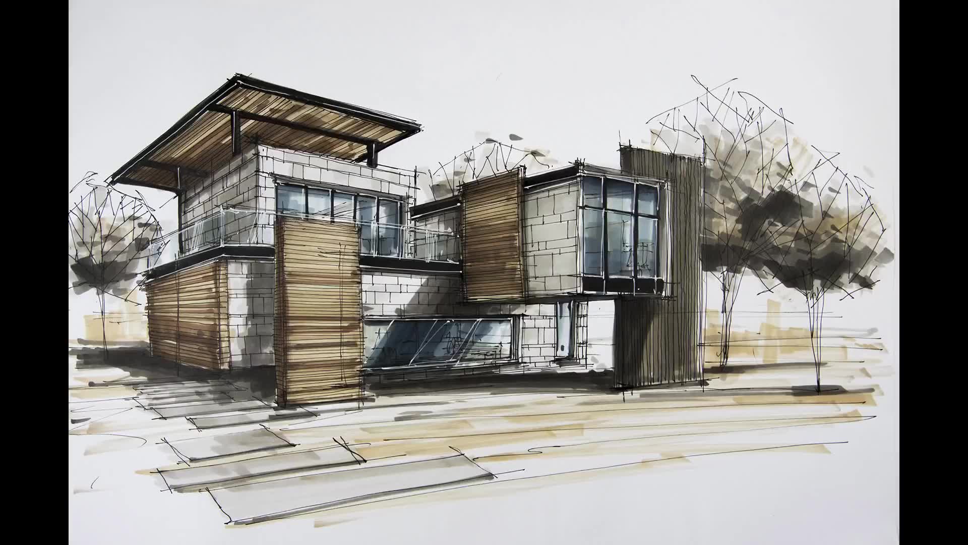 【考研】【马克笔】【建筑效果图】architecture sketching house 8